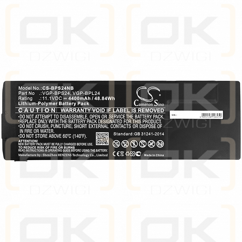 Sony VAIO VPC-SE2V9E / VGP-BPS24 4400 mAh Li-Polymer 11,1 V (Cameron Sino)