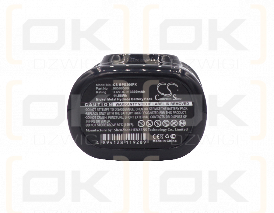 Black & Decker FS360 Type 1 / 90500500 3300mAh Ni-MH 3.6V (Cameron Sino)