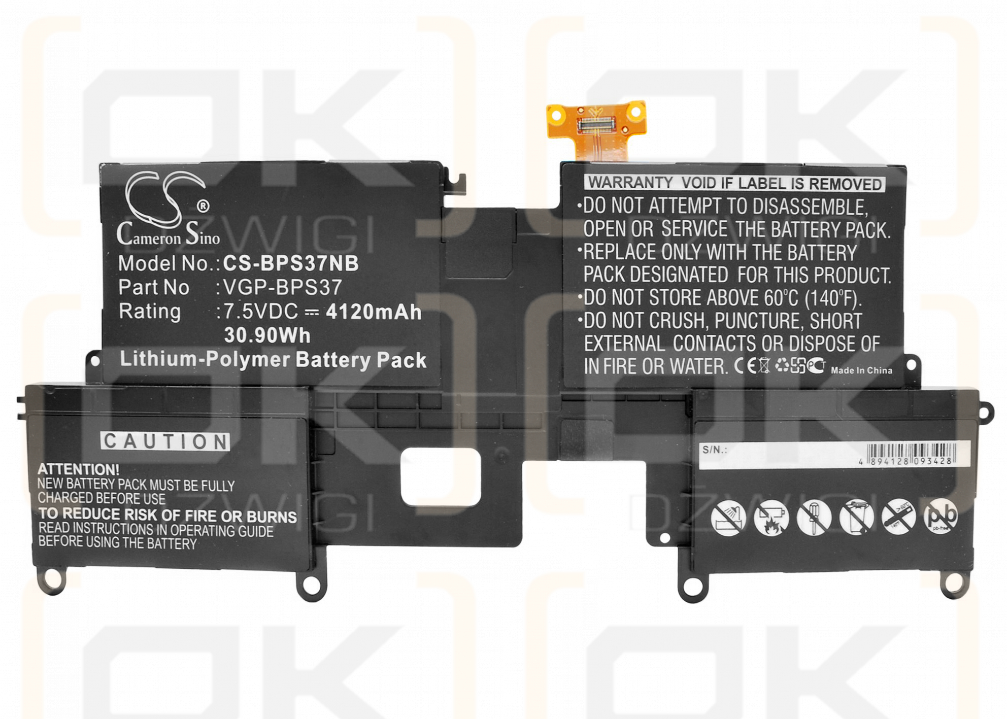 Sony VAIO SVP11227SCB/VGP-BPS37 4120 мАч литий-полимерный 7,5 В (Cameron Sino)