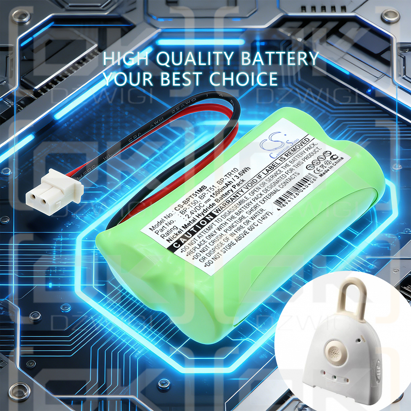 Batería de repuesto para Sony NTM-910YLW / BP-T50 1500mAh Ni-MH 2.4V (Cameron Sino)