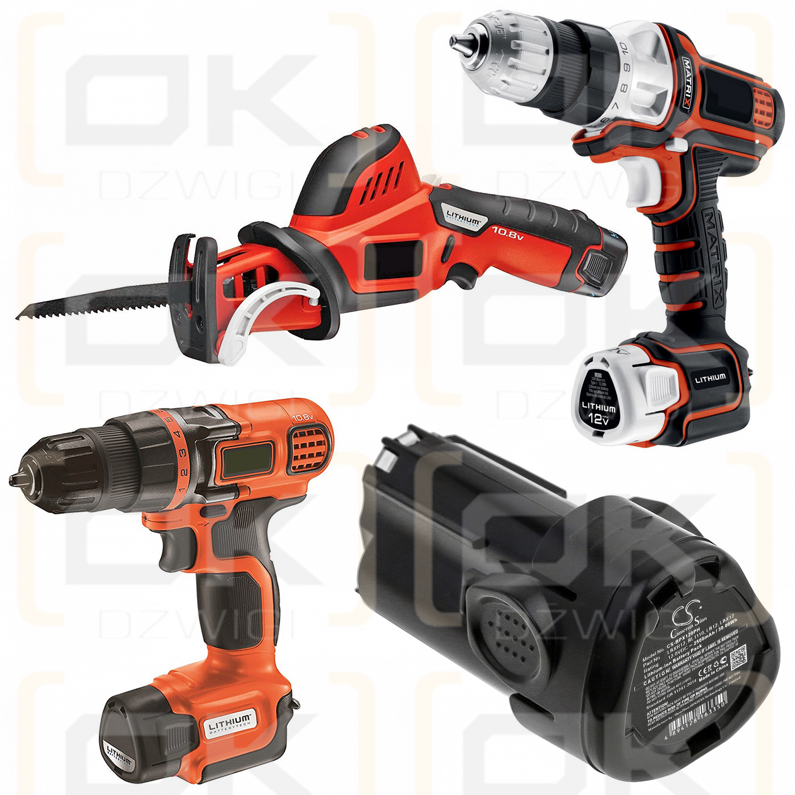 Black & Decker PSL12 / LBXR12 2500 мАч литий-ионный 12,0 В (Cameron Sino)