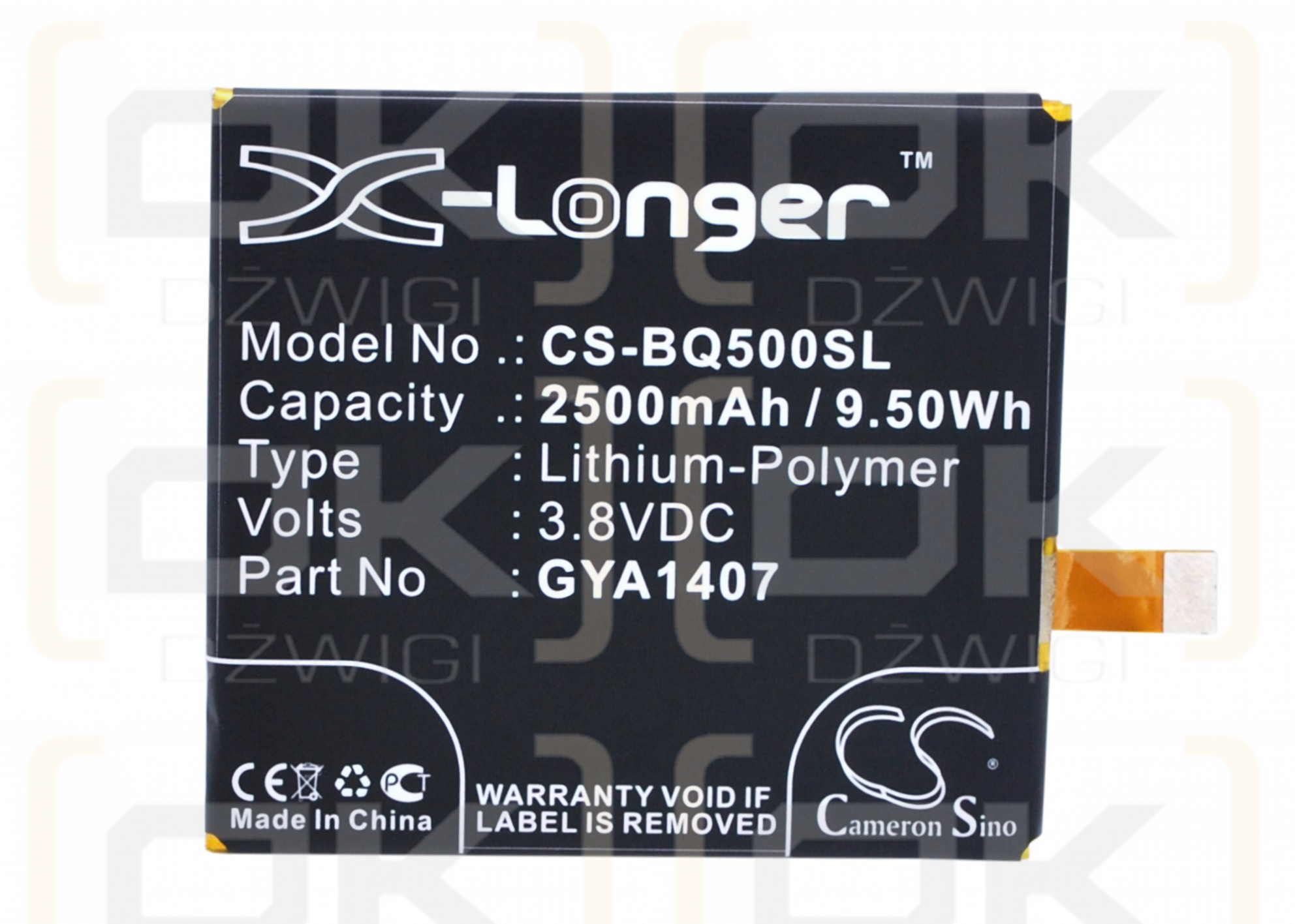 Bateria zamienna do BQ Aquaris E5 HD / GYA1407 2500 mAh Li-Polymer 3.8 V (Cameron Sino)