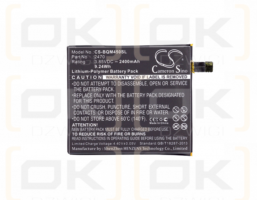 BQ Aquaris M4.5 4G / 2470 2400mAh Li-Polymer 3.85V (Cameron Sino)