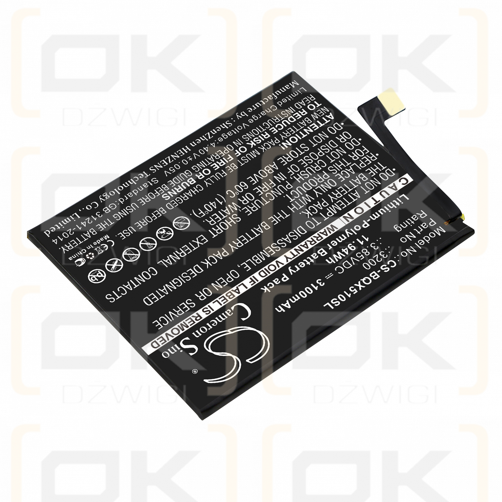 BQ Aquaris X5 Plus / 3200 3100 mAh Li-Polymer 3,85 V (Cameron Sino)