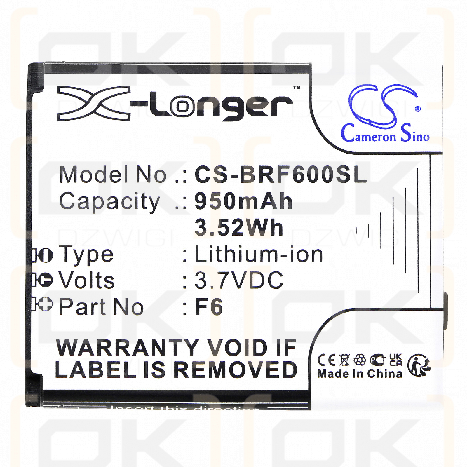 Brondi Amico Mio+ / F6 950mAh Li-ion 3.7V (Cameron Sino)