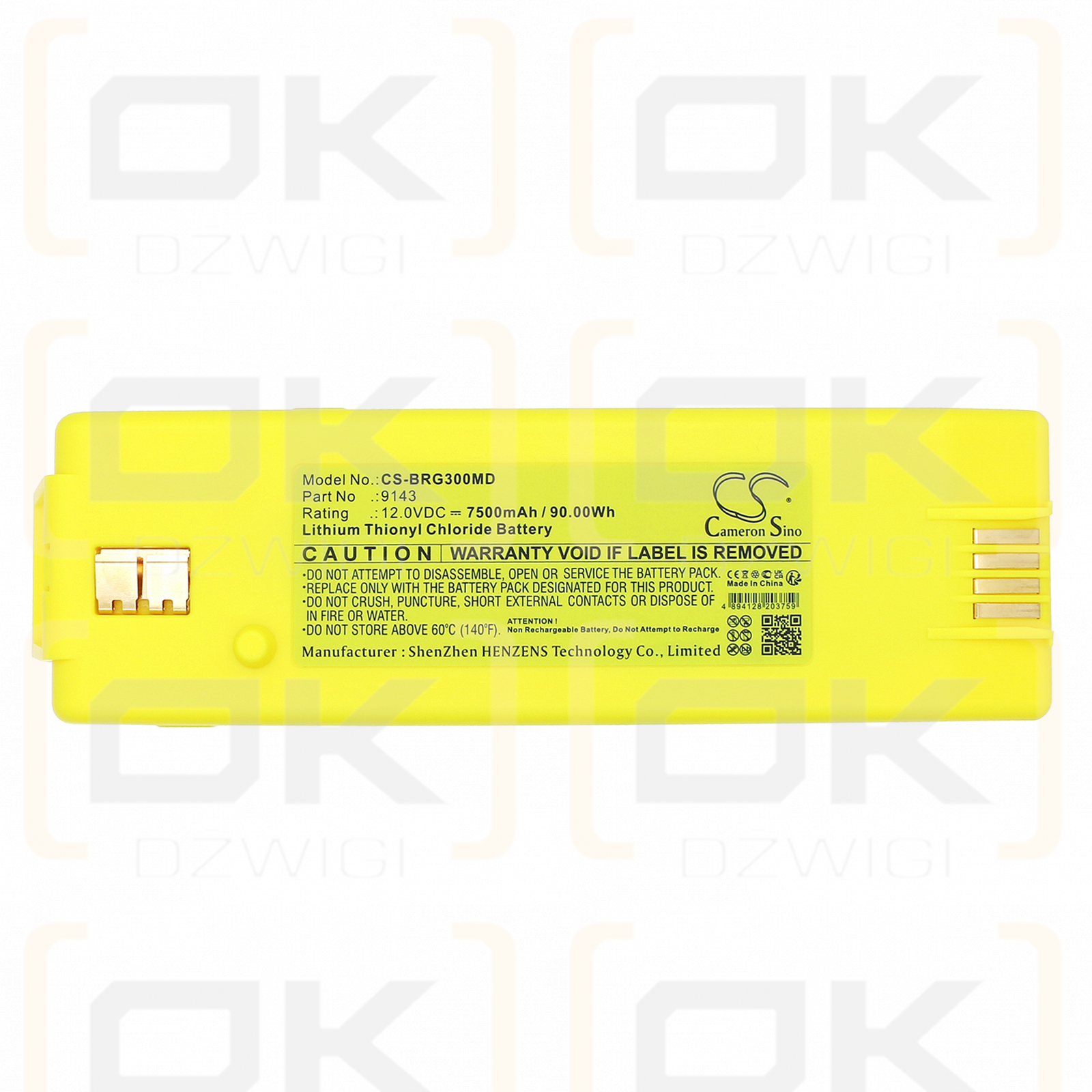 Cardiac Science Cardiac Science G3 / 9143 7500 mAh Li-SOCl2 12,0 V (Cameron Sino)