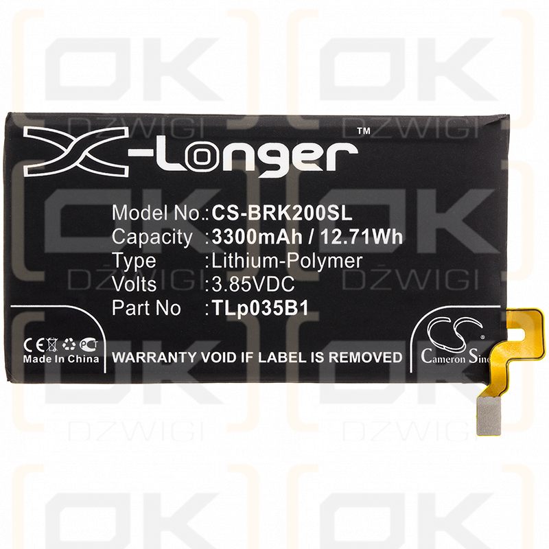 BlackBerry BBF100-1 / TLp035B1 3300 mAh Li-Polymer 3,85 V (Cameron Sino)