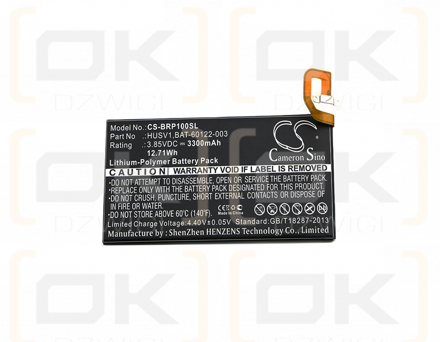 BlackBerry RHK211LW / HUSV1 3300mAh Li-Polymer 3.85V (Cameron Sino)