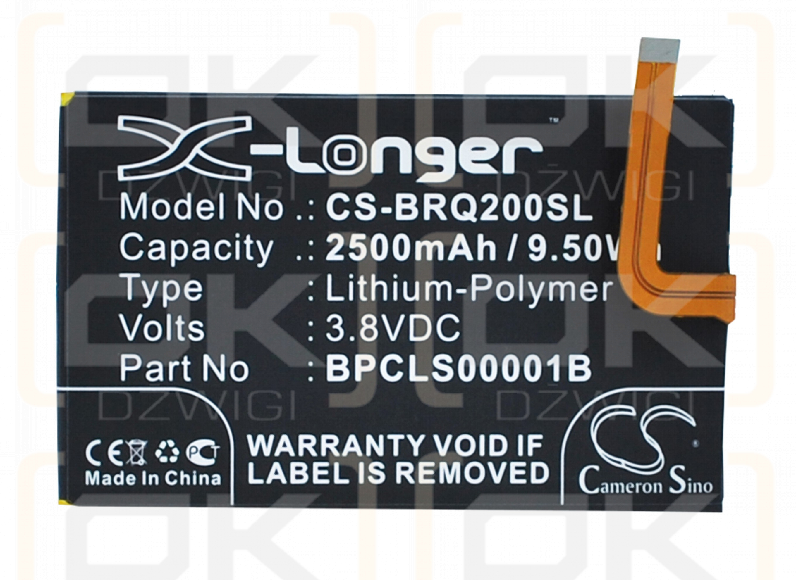 BlackBerry Kopi / BPCLS00001B 2500mAh Li-polímero 3.8V (Cameron Sino)