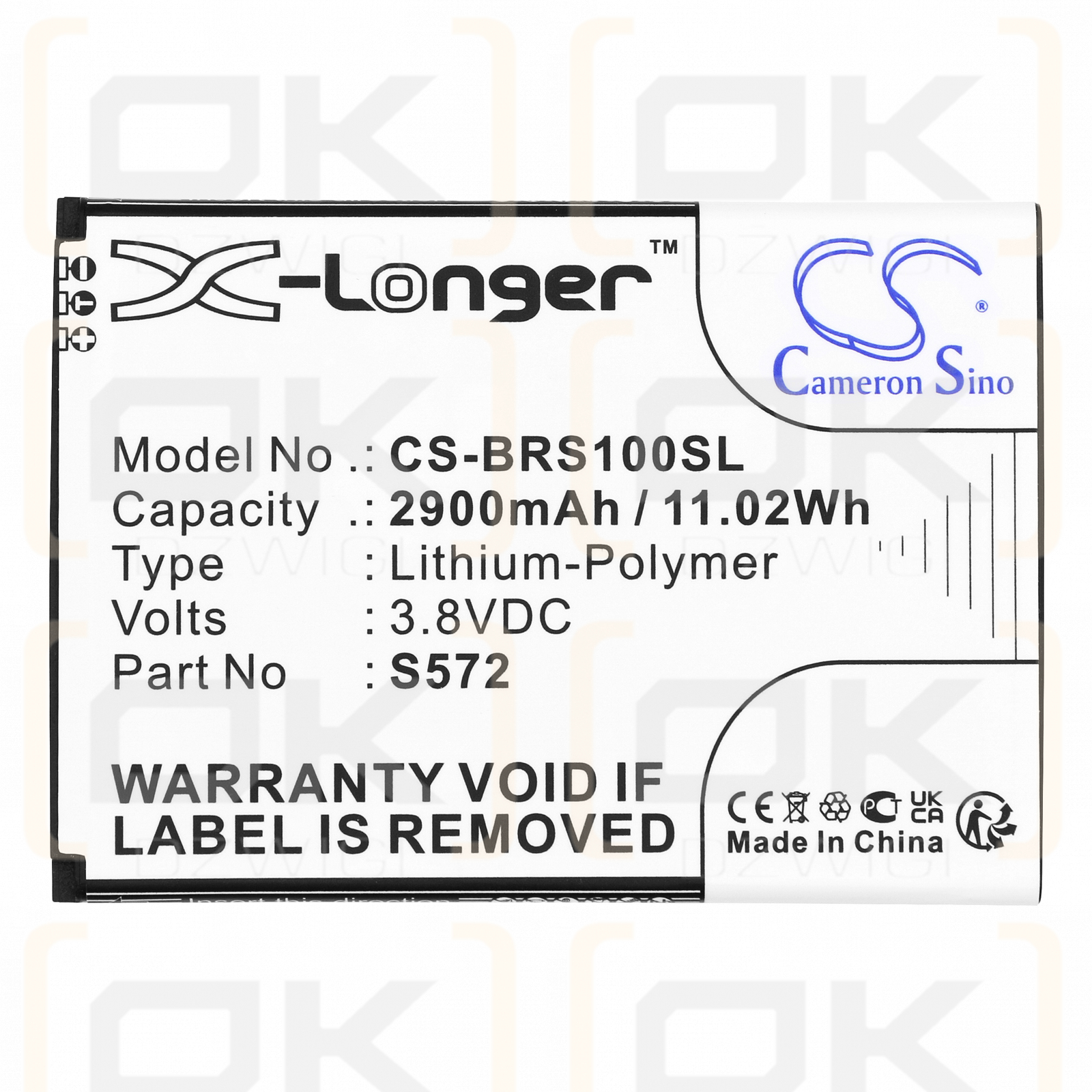 Brondi S572 / S572 2900mAh Li-Polymer 3.8V (Cameron Sino)