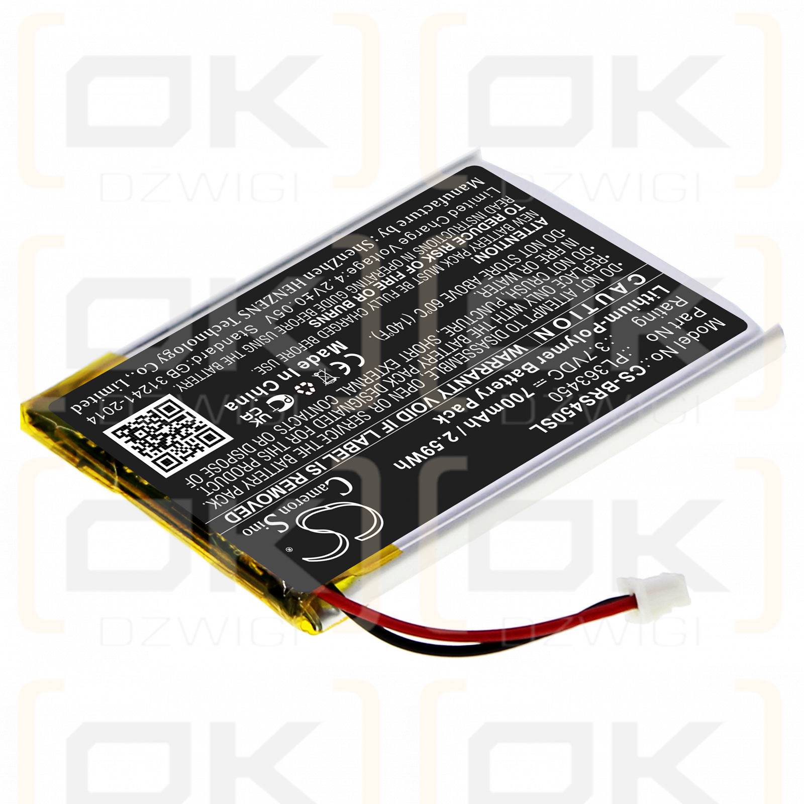 BlueParrott S450-XT / PL363450 700 mAh Li-Polymer 3,7 V (Cameron Sino)