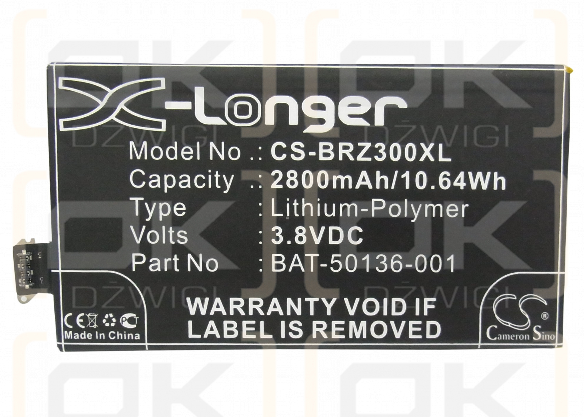 Blackberry STR100-2 / BAT-50136-001 2800 mAh Li-Polymer 3,8 V (Cameron Sino)