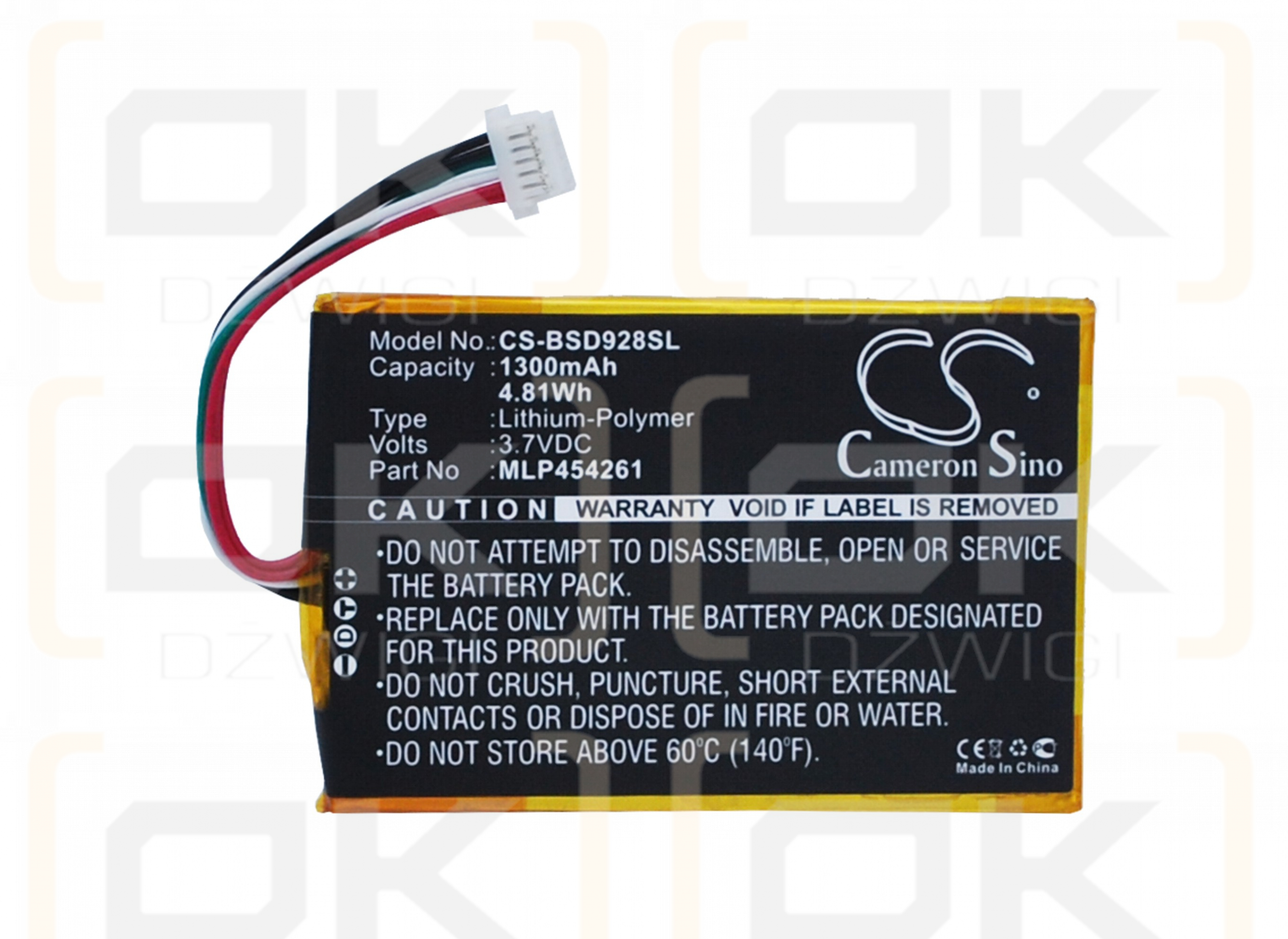 Bambook SD928+ / MLP454261 1300mAh Li-Polymer 3.7V (Cameron Sino)