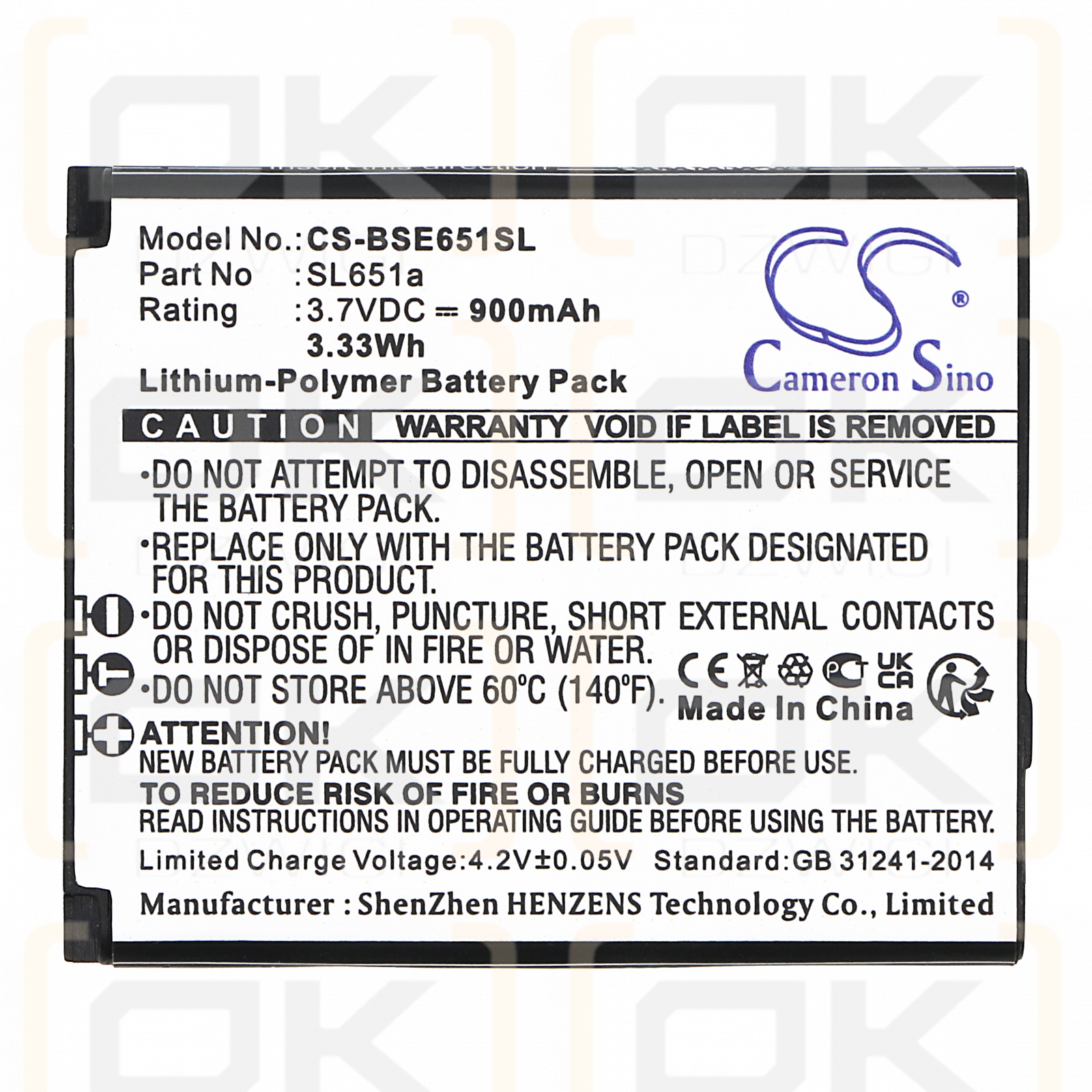 Bea-fon SL651a / SL651a 900mAh Li-Polymer 3.7V (Cameron Sino)