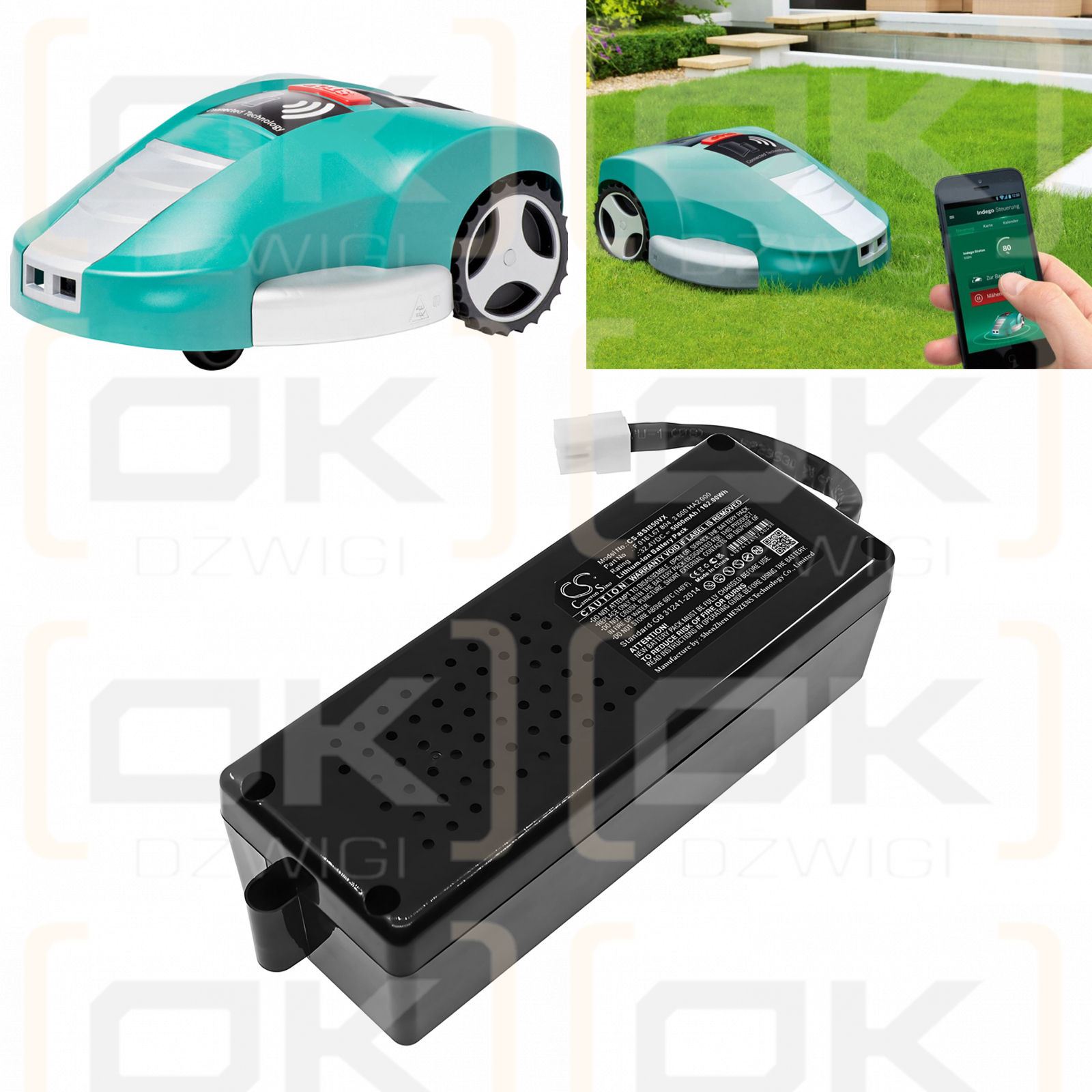 Bosch Indego 3600 / F 016 L67 804 5000mAh Li-ion 32.4V (Cameron Sino)