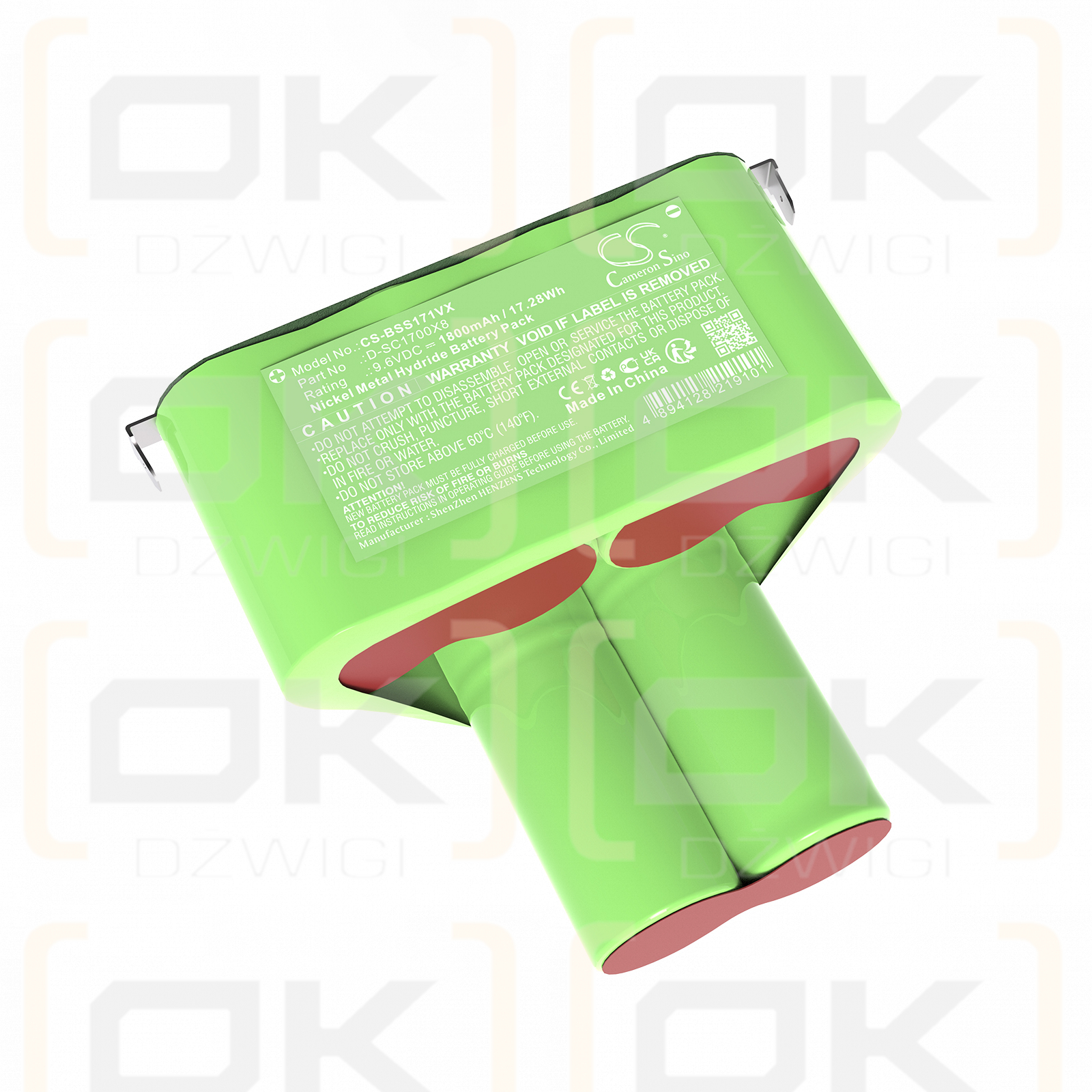 Bissell CrossWave X7 Cordless Pro / D-SC1700X8 1800mAh Ni-MH 9.6V (Cameron Sino)