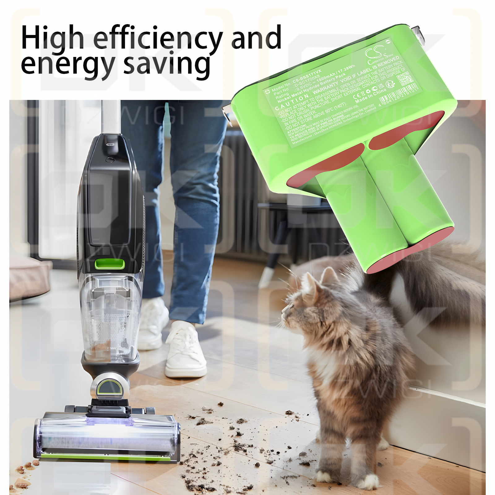 Bissell CrossWave X7 Cordless Pro / D-SC1700X8 1800mAh Ni-MH 9.6V (Cameron Sino)