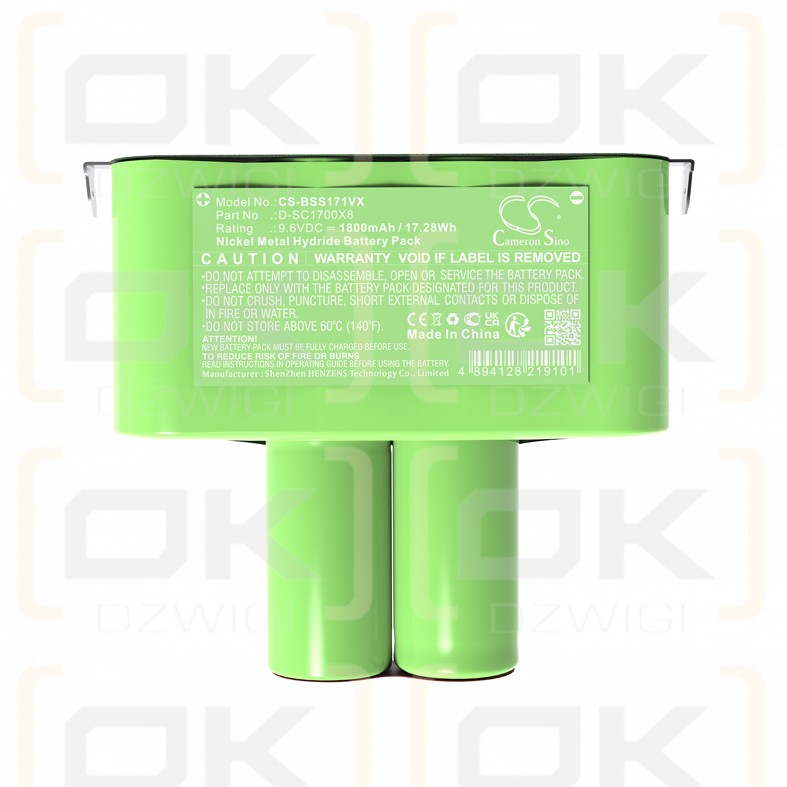 Bissell CrossWave X7 Cordless Pro / D-SC1700X8 1800mAh Ni-MH 9.6V (Cameron Sino)