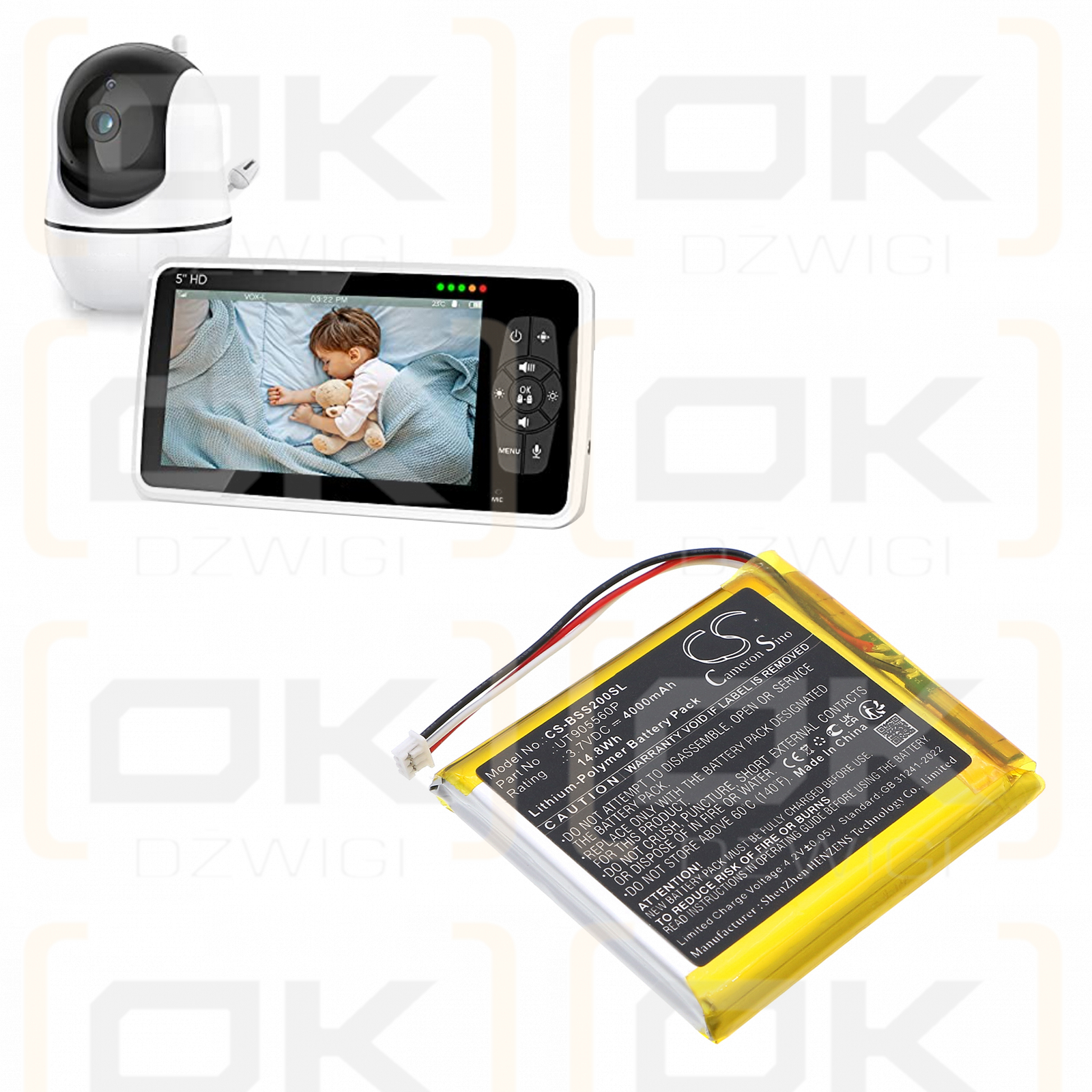 Babysense HD S2 Видеоняня / UT905560P 4000mAh Li-Polymer 3.7V (Cameron Sino)