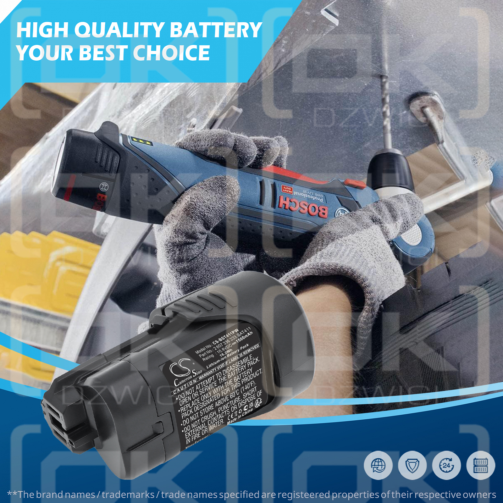 Аккумулятор Bosch PS10 / 1 600 Z00 02X 1500 мАч Li-ion 10,8 В (Cameron Sino)