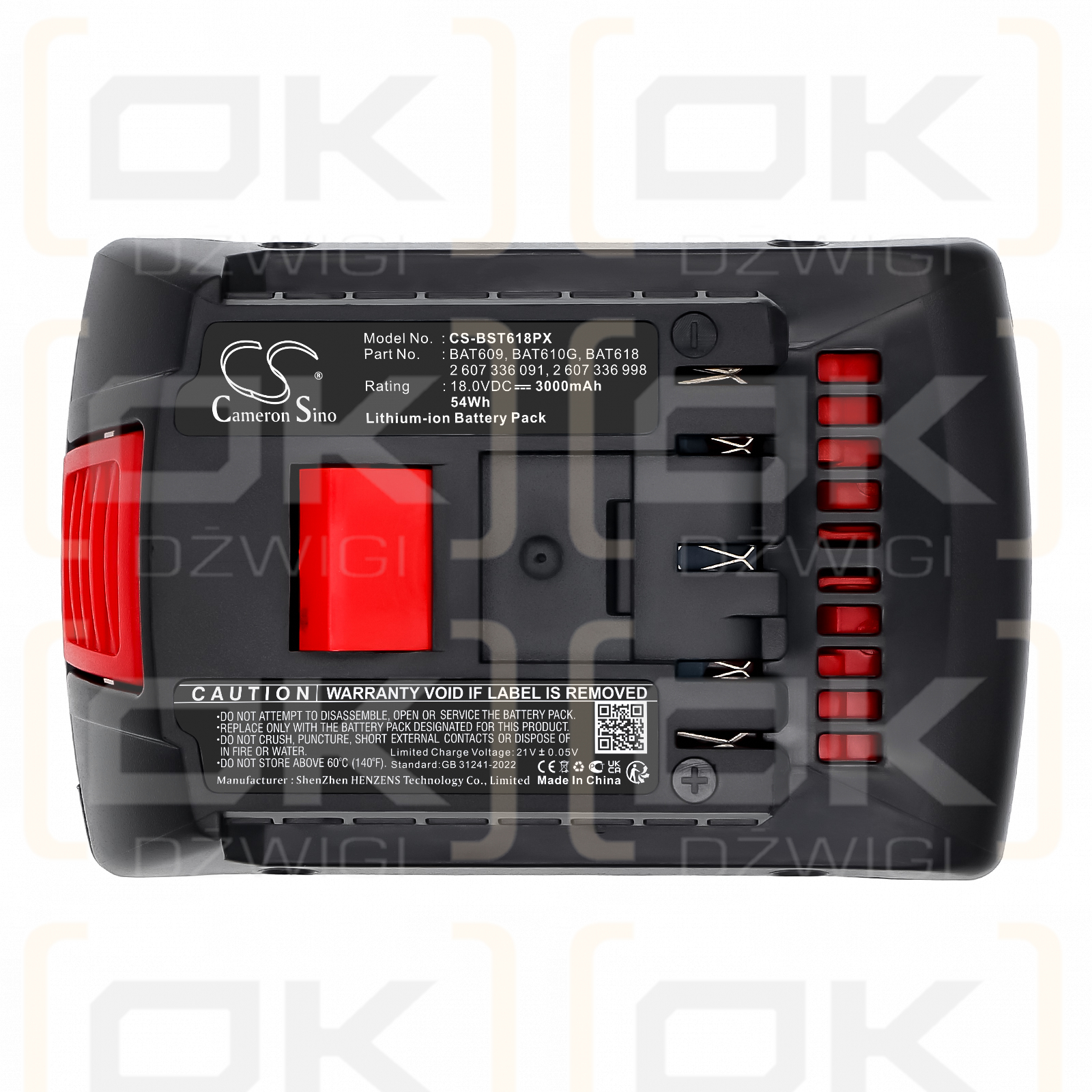 Bosch 17618 / 2 607 336 091 3000mAh Li-ion 18.0V (Cameron Sino)