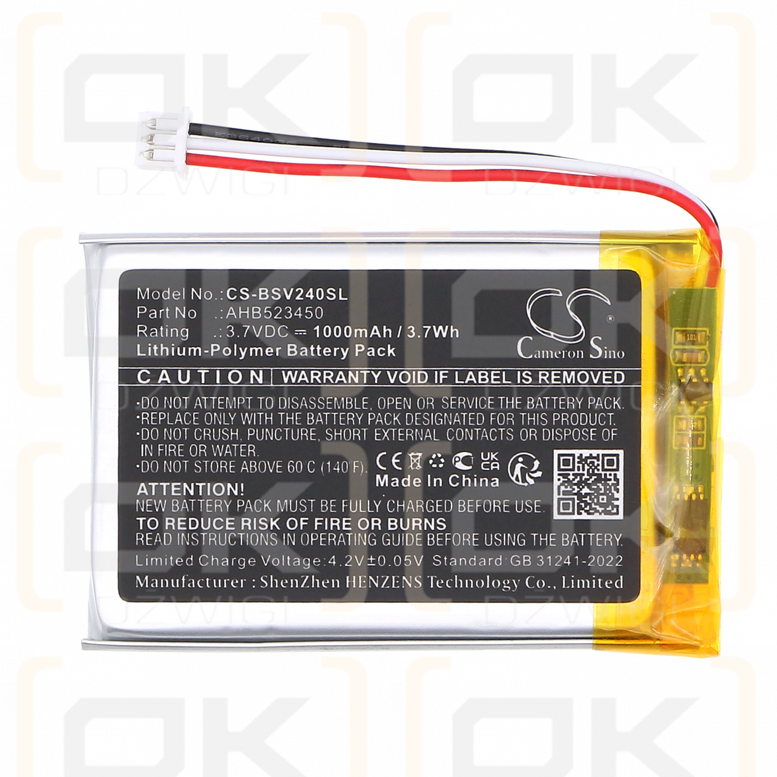 Babysense V24R Video Baby Monitor / AHB523450 1000mAh Li-Polymer 3.7V (Cameron Sino)