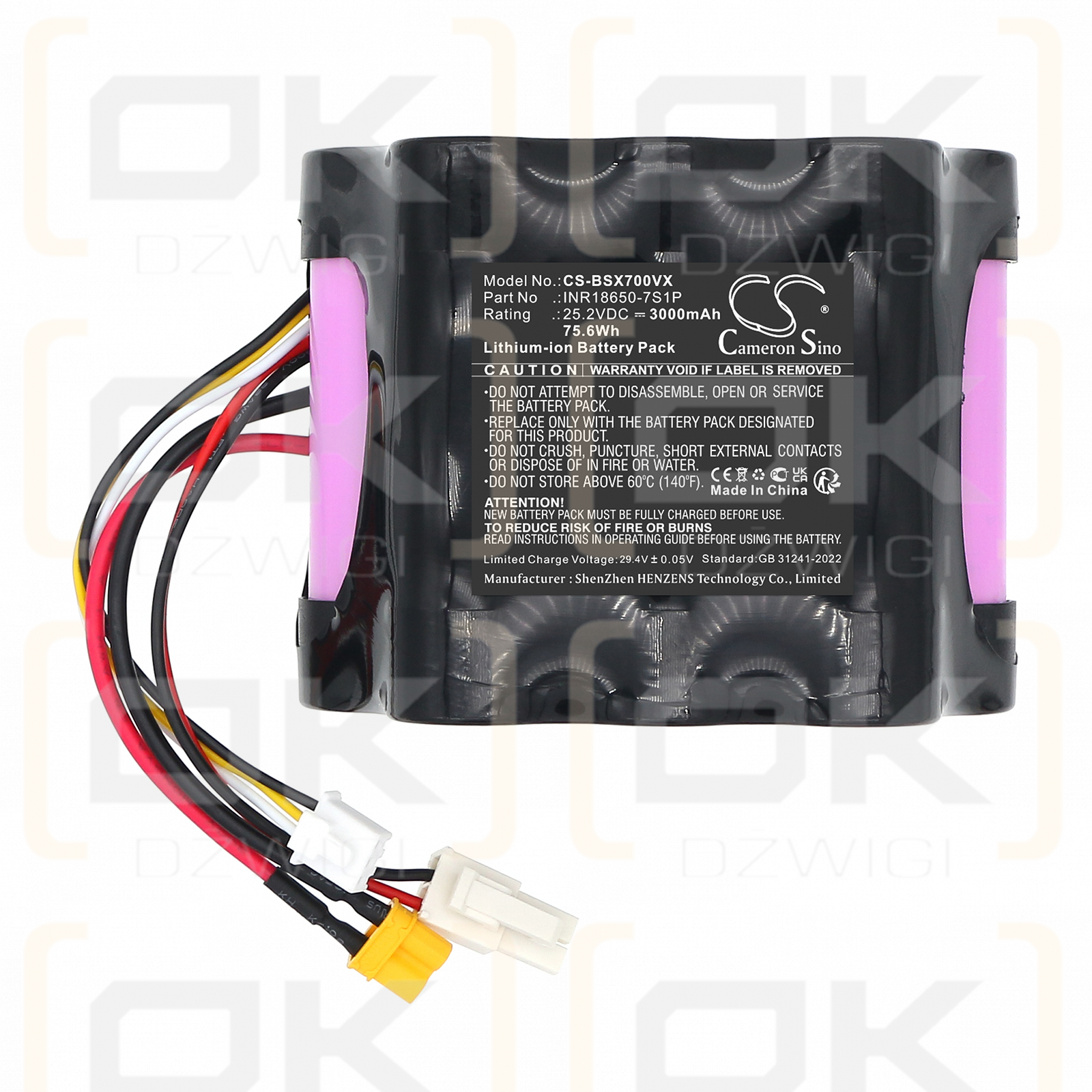 Bissell CrossWave X7 Cordless Pro 2955Z / INR18650-7S1P 3000 mAh Li-ion 25.2 V (Cameron Sino)