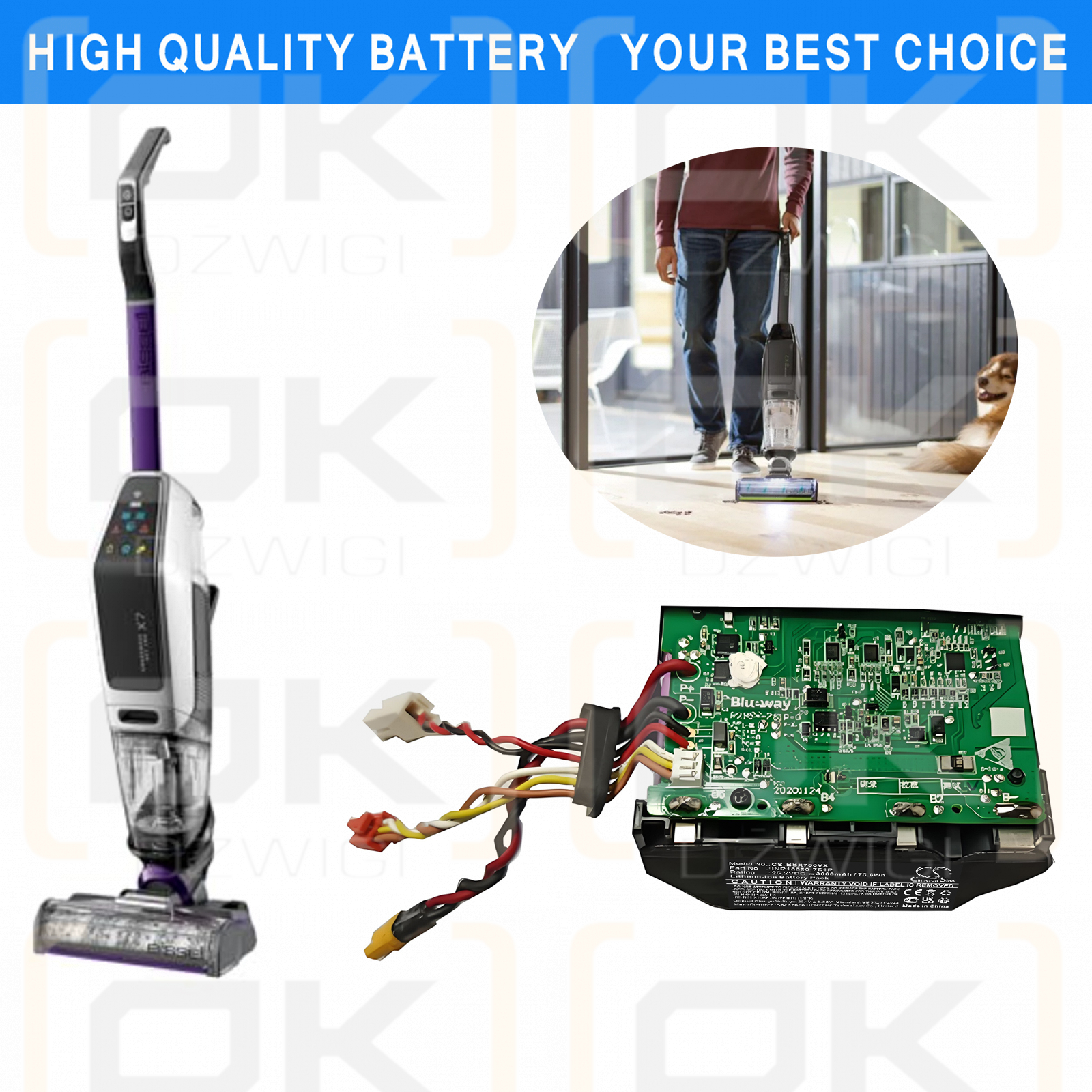 Bissell CrossWave X7 Cordless Pro 2955Z / INR18650-7S1P 3000 mAh Li-Ionen 25,2 V (Cameron Sino)