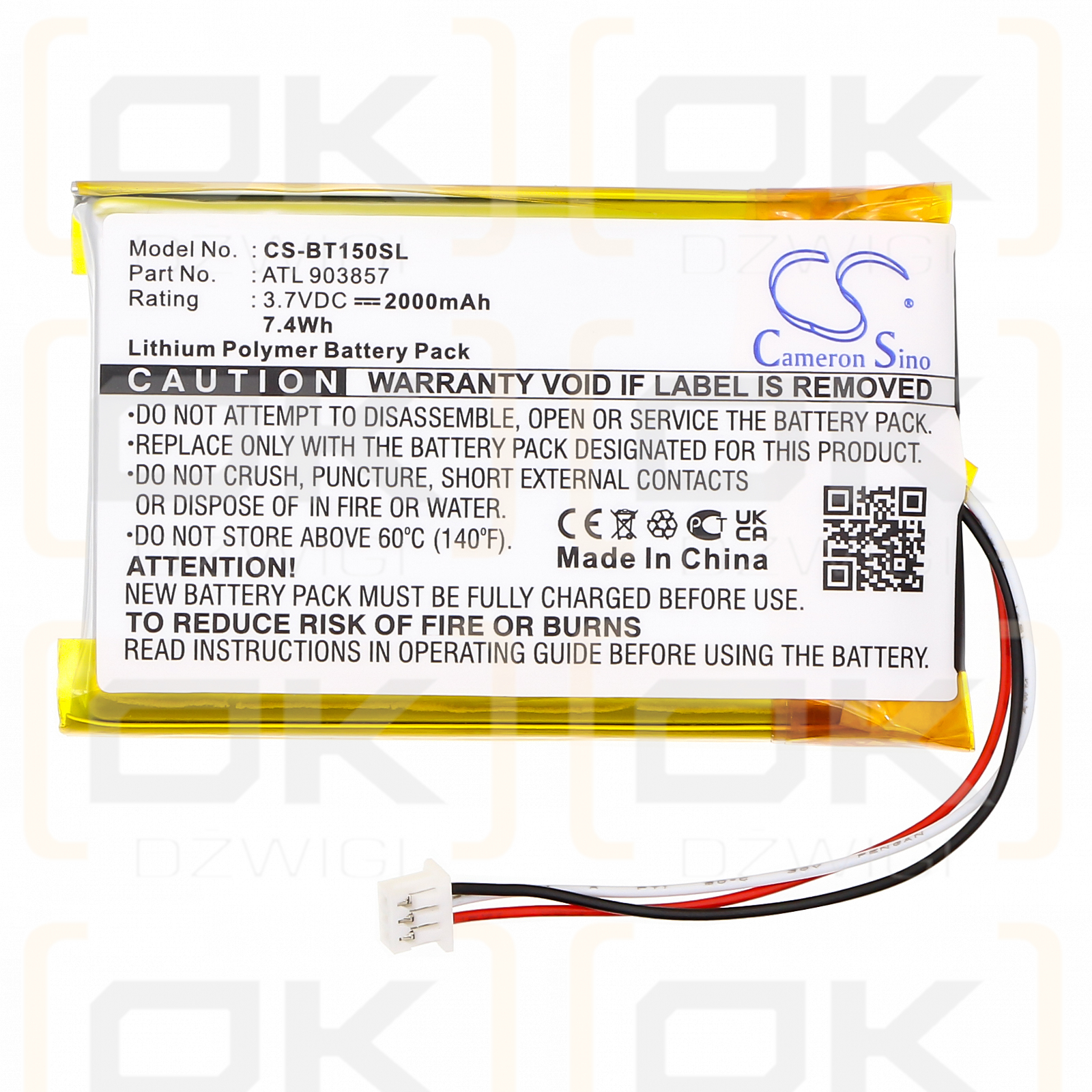Globalstar 11-TR151-LIB-TN1 / ATL903857 2000mAh Li-Polymer 3.7V (Cameron Sino)