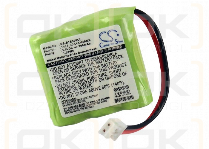 Binatone E3300 / 3SN2/3AAA300HSJP1 300mAh Ni-MH 3.6V (Cameron Sino)