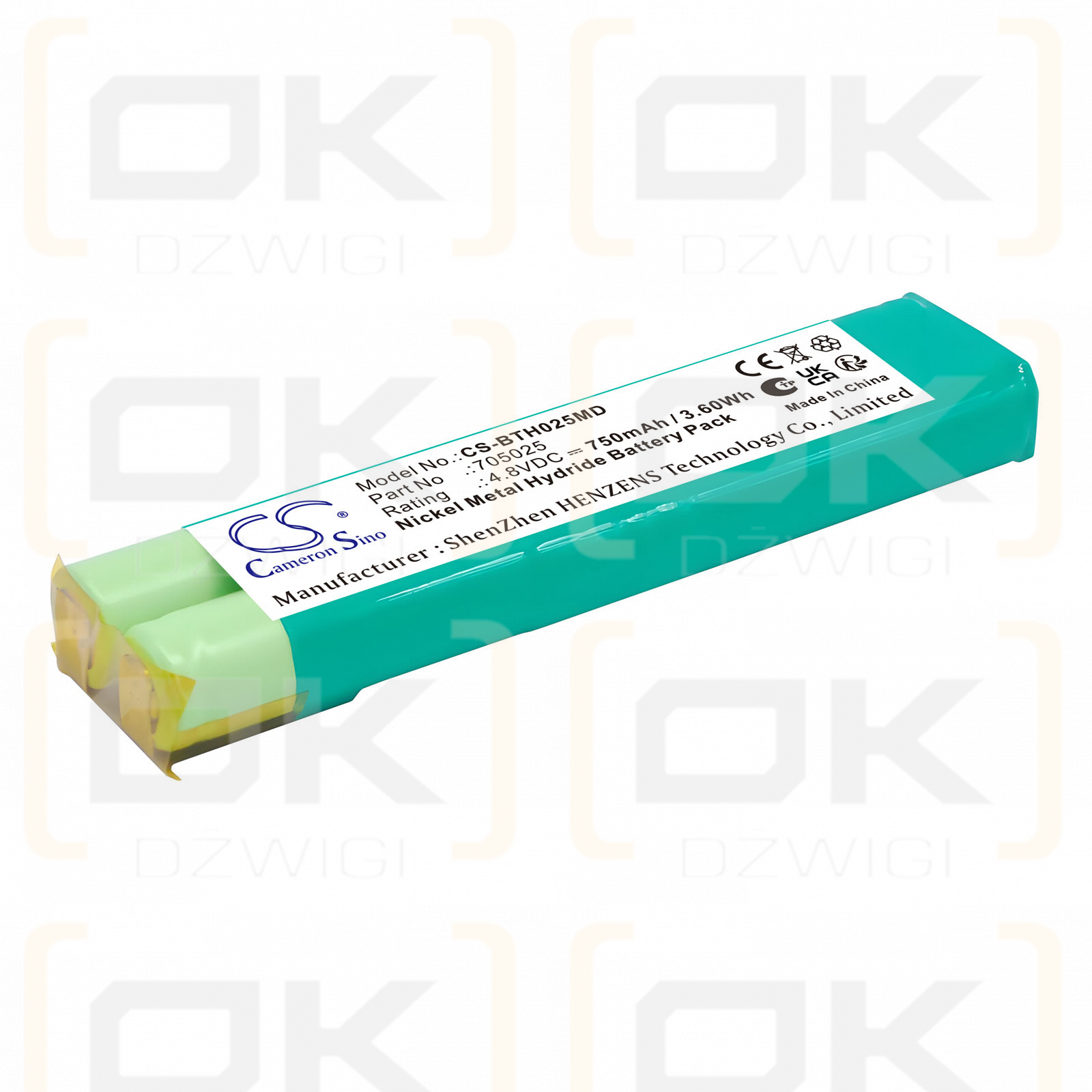 Сменная батарея для электронной пипетки BrandTech HandyStep / 705025 750 мАч Ni-MH 4,8 В (Cameron Sino)