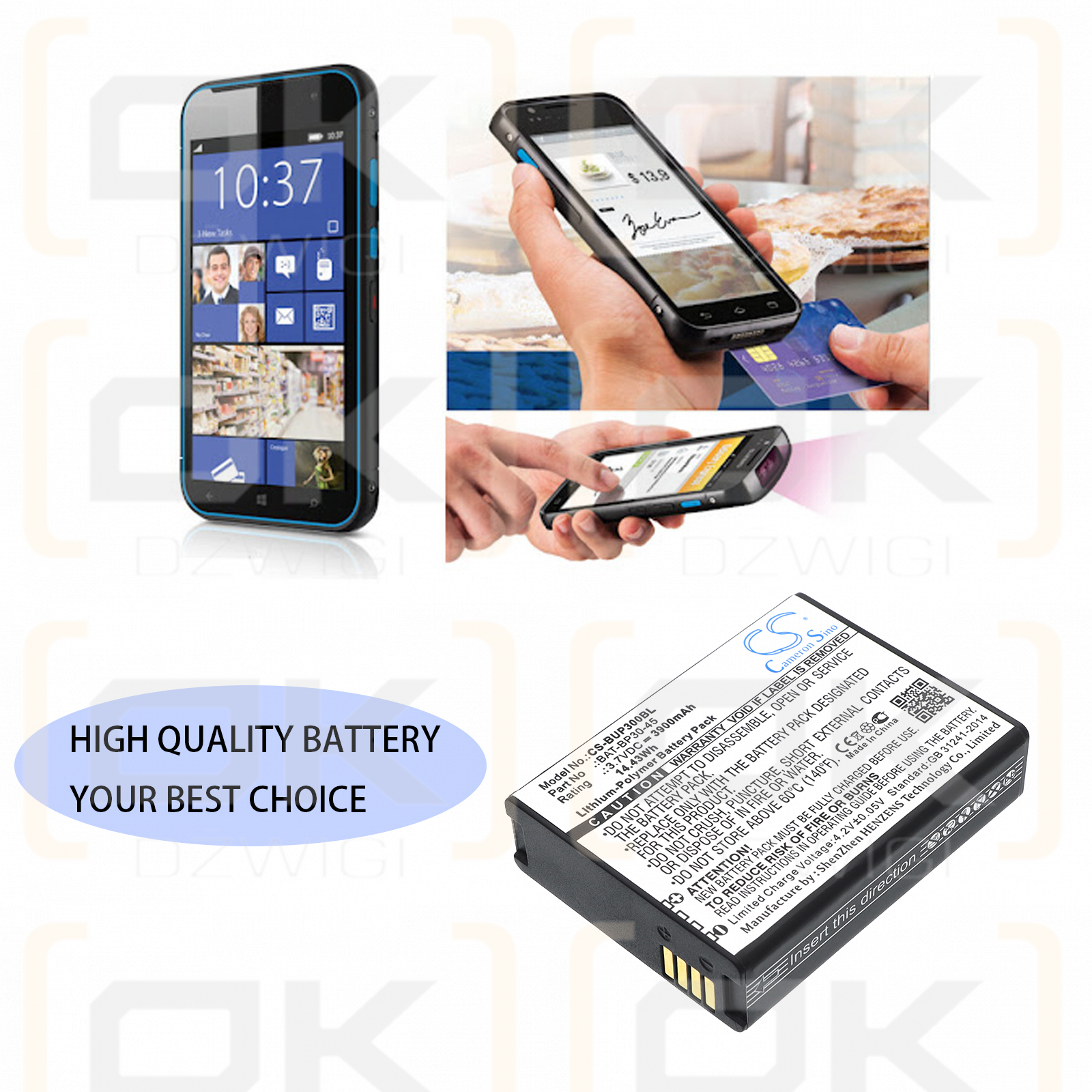 Bluebird BM180 / BAT-BP30-45 3900 mAh Li-Polymer 3.7 V (Cameron Sino)