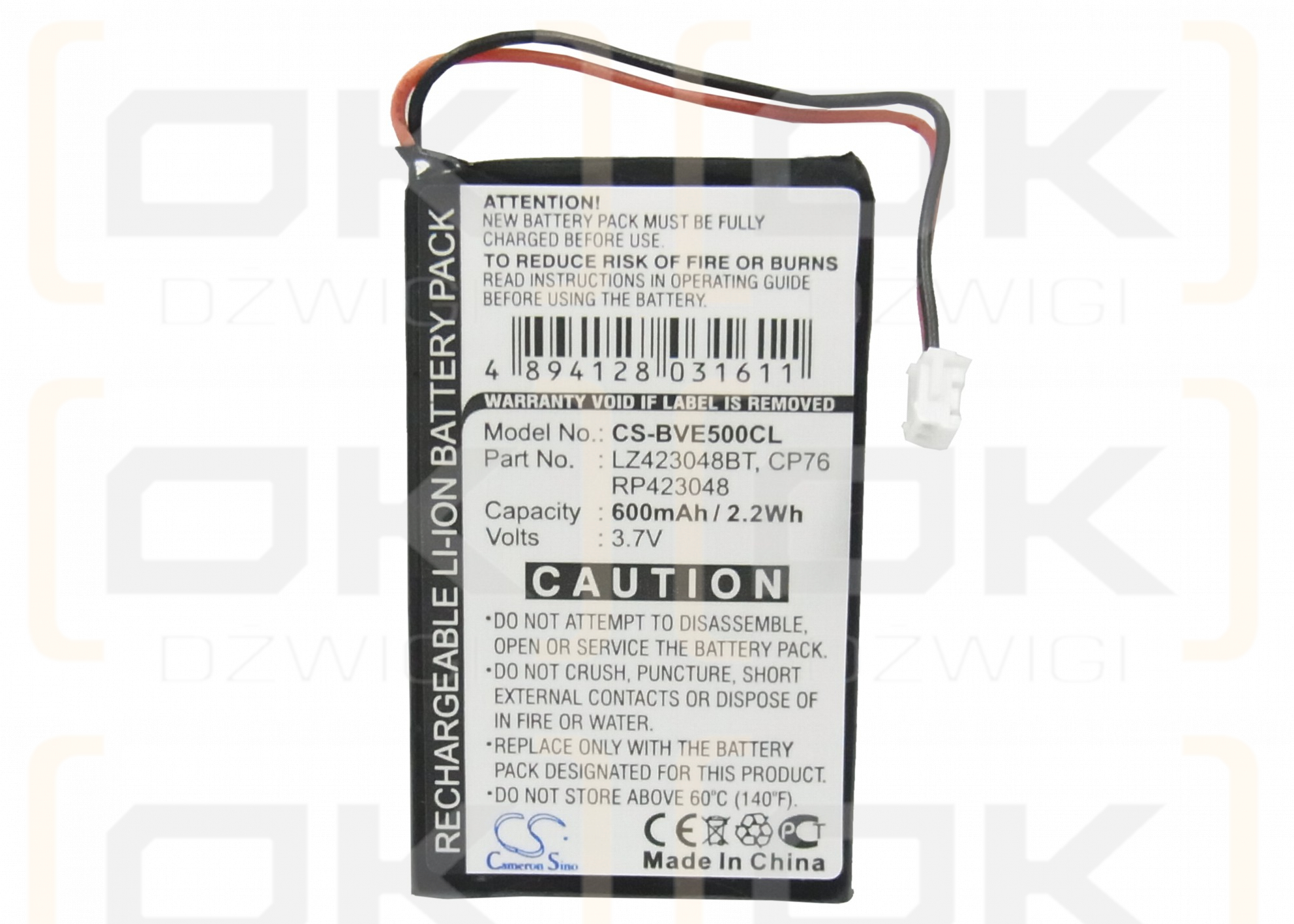 BTI Verve 500 Rojo / RP423048 600mAh Li-ion 3.7V (Cameron Sino)