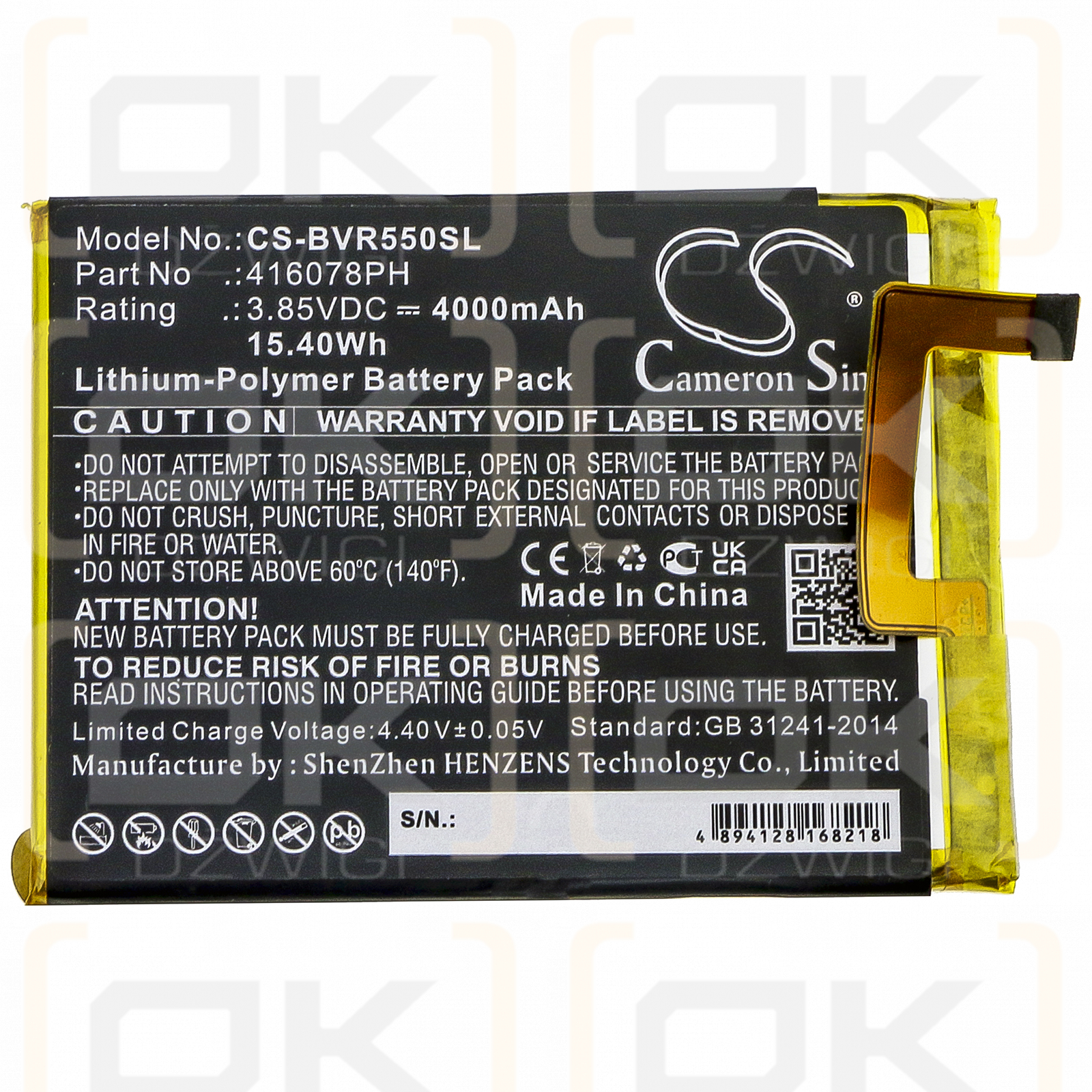 Blackview BV5500 / 416078PH 4000 mAh Li-Polymer 3,85 V (Cameron Sino)