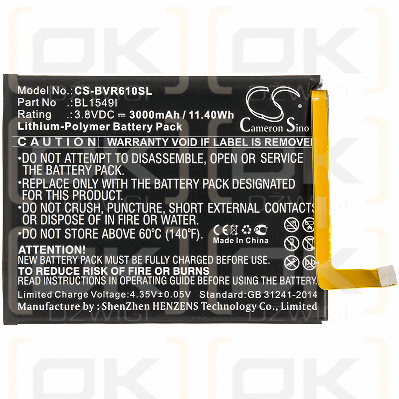 Blackview R6 / BL1549I 3000 mAh Li-Polymer 3,8 V (Cameron Sino)