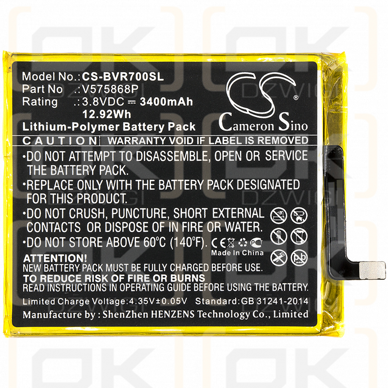 Blackview BV7000 / V575868P 3400 mAh Li-Polymer 3,8 V (Cameron Sino)