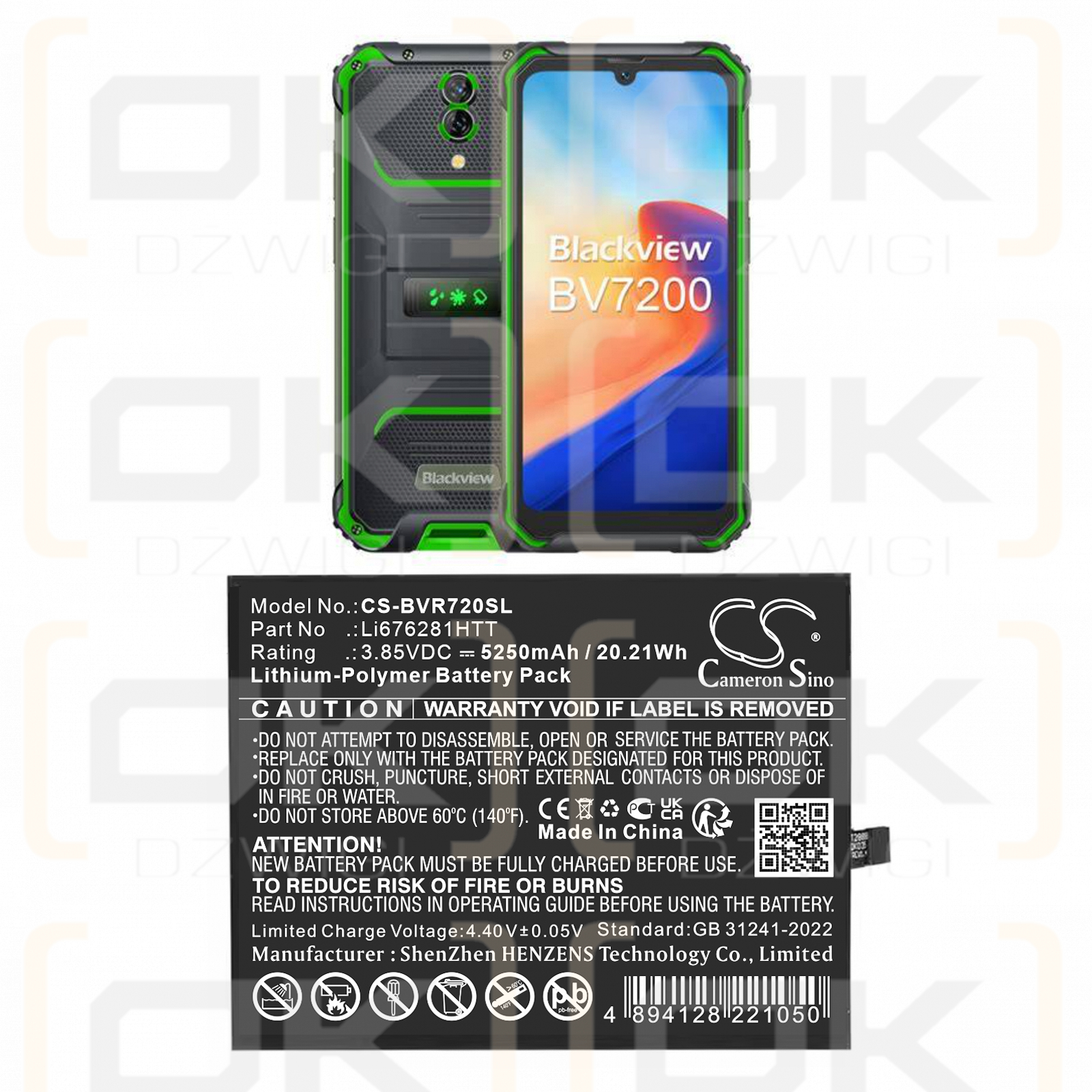 Blackview BV7200 / Li676281HTT 5250 mAh Li-Polymer 3,85 V (Cameron Sino)