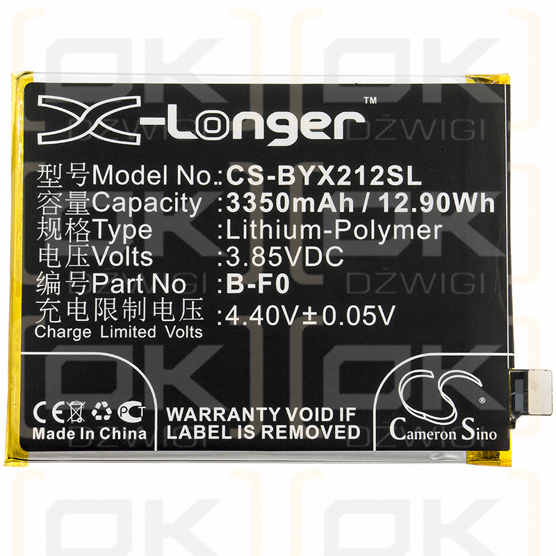 Ersatzakku für Vivo X21s / B-F0 3350 mAh Li-Polymer 3,85 V (Cameron Sino)