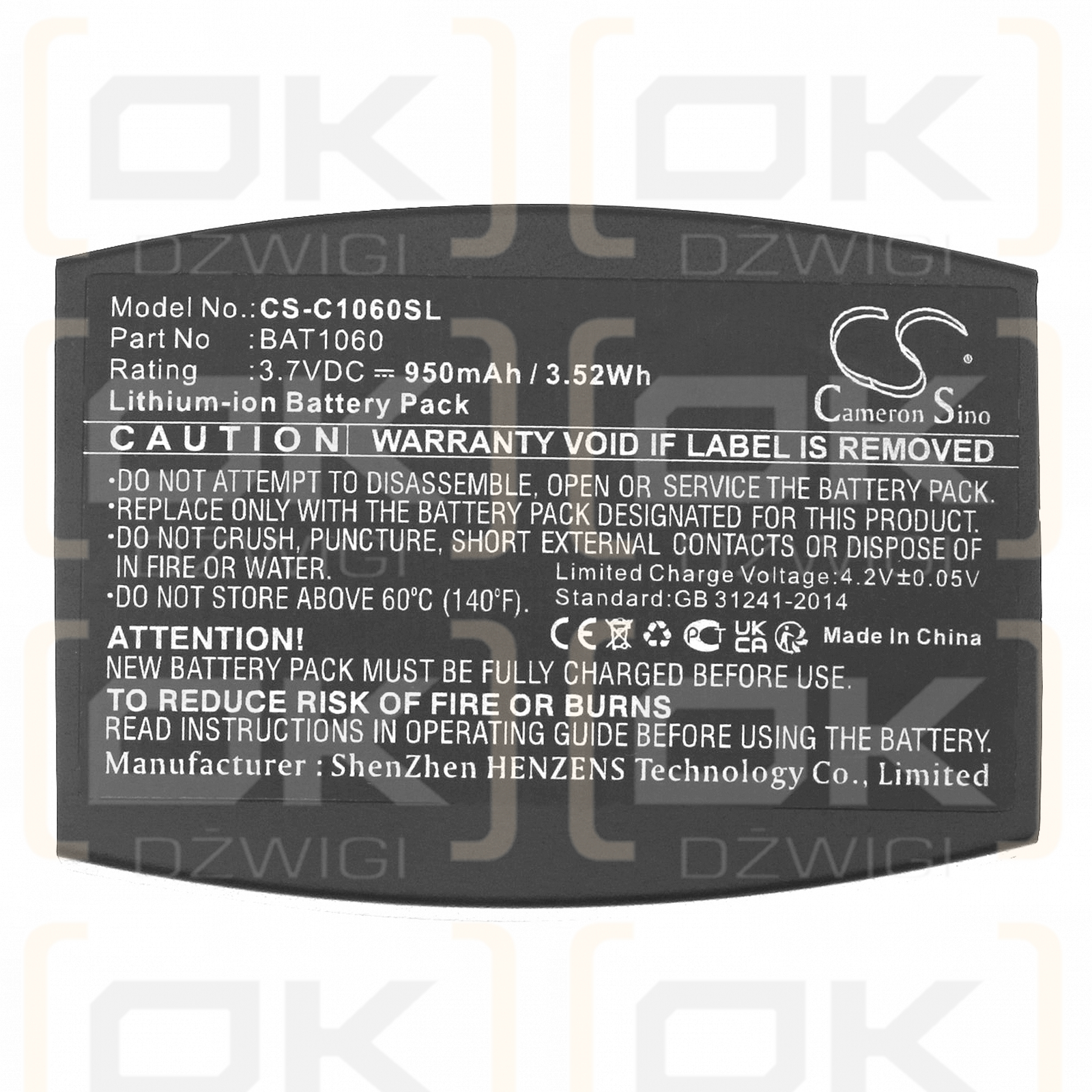 3M XT-1 / BAT1060 950 mAh Li-Ion 3,7 V (Cameron Sino)