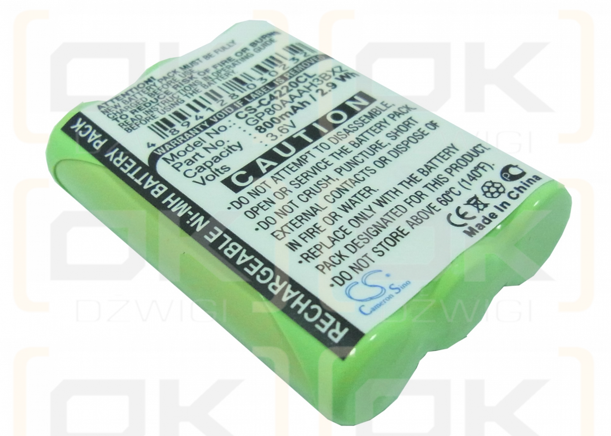 Clarity Professional C4230HS / GP80AAAH3BXZ 800mAh Ni-MH 3.6V (Cameron Sino)