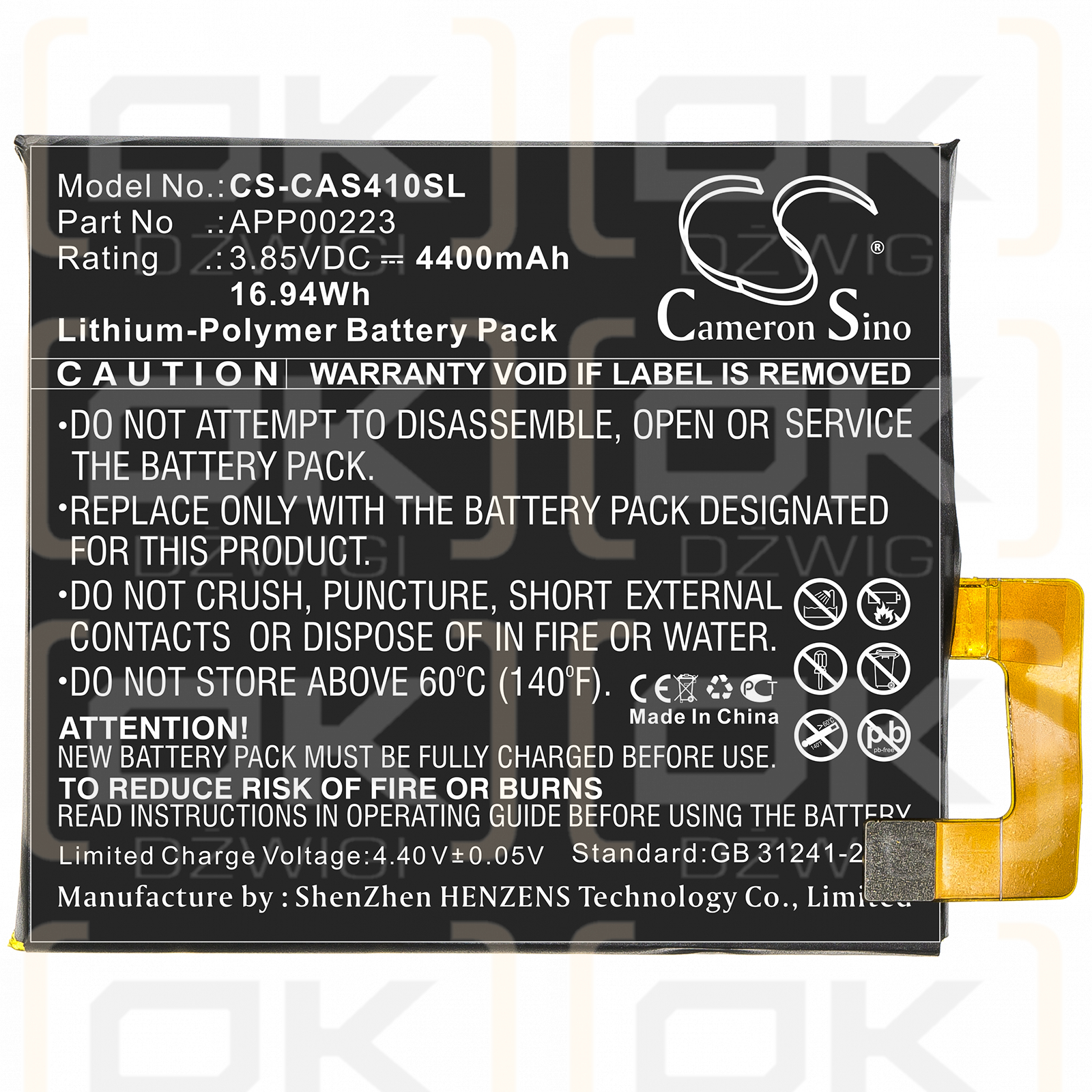 CAT S41 / APP00223 4400 mAh Li-Polymer 3,85 V (Cameron Sino)