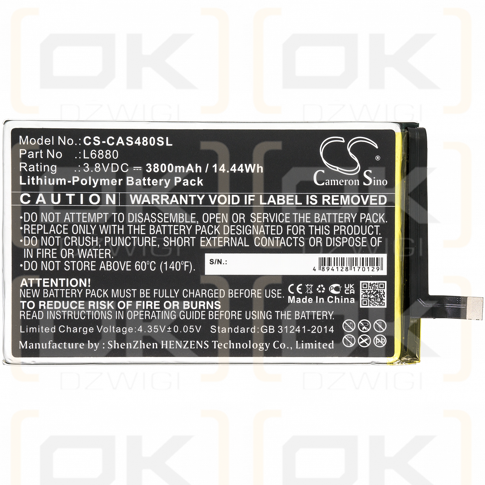 CAT S48C / L6880 3800 mAh Li-Polymer 3,8 V (Cameron Sino)