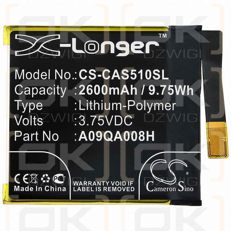 CAT S50c / A09QA008H 2600mAh Li-polímero 3.75V (Cameron Sino)