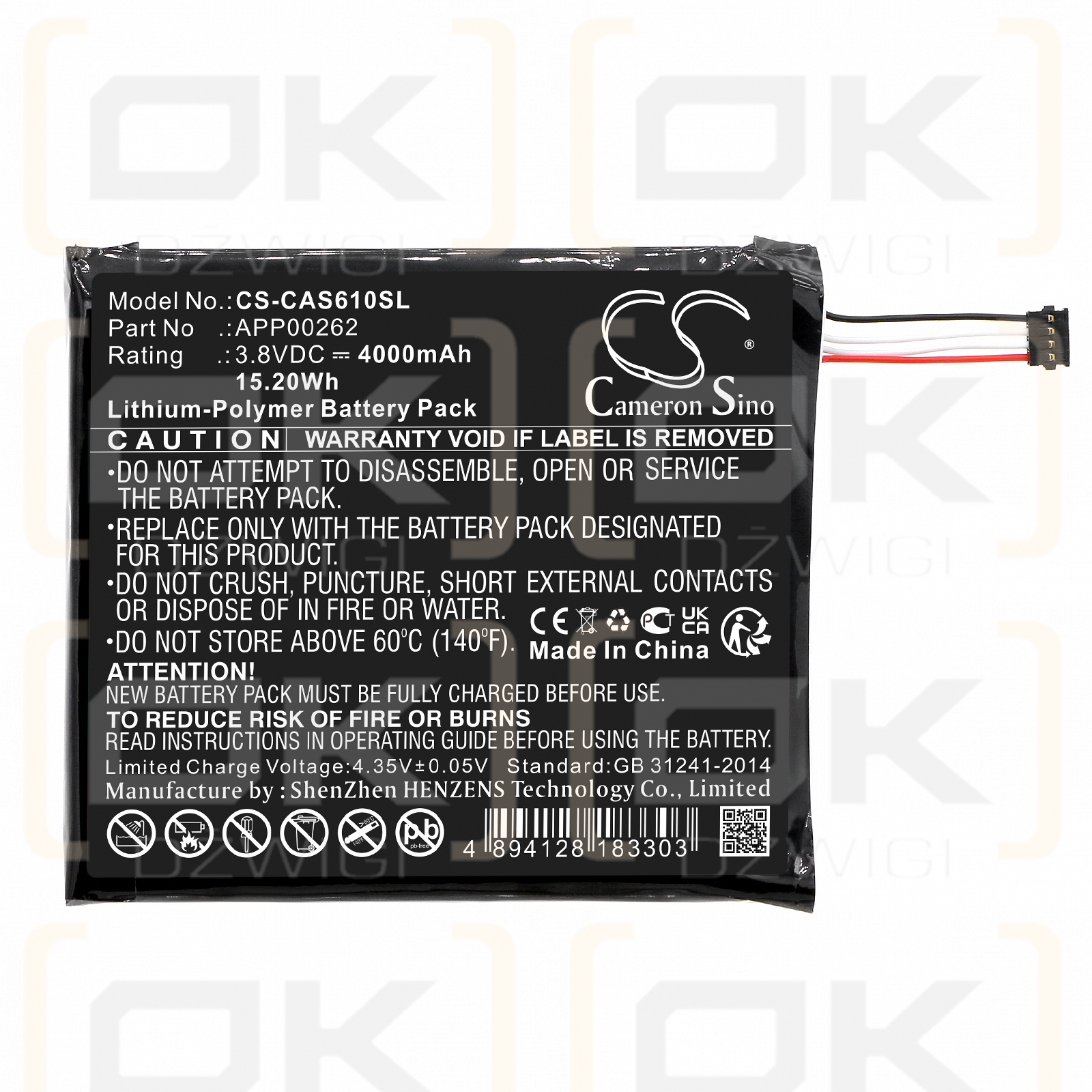 CAT S61 / APP00262 4000mAh Li-Polímero 3.8V (Cameron Sino)