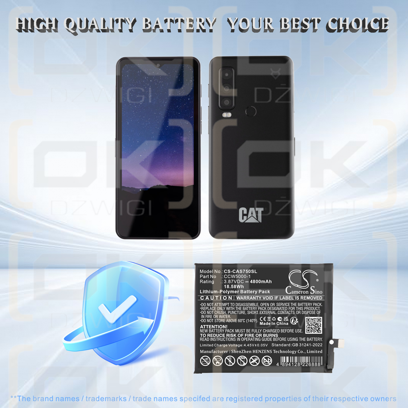 CAT S75 / CCW5000-1 4800 mAh Li-Polymer 3.87 V (Cameron Sino)