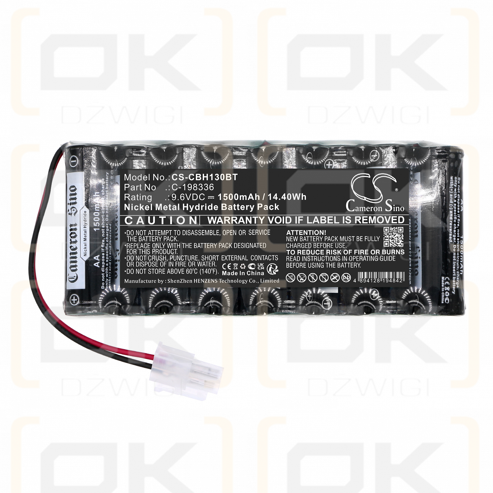 Cobham HTO-AA1.3" / C-198336 1500mAh Ni-MH 9.6V (Cameron Sino)