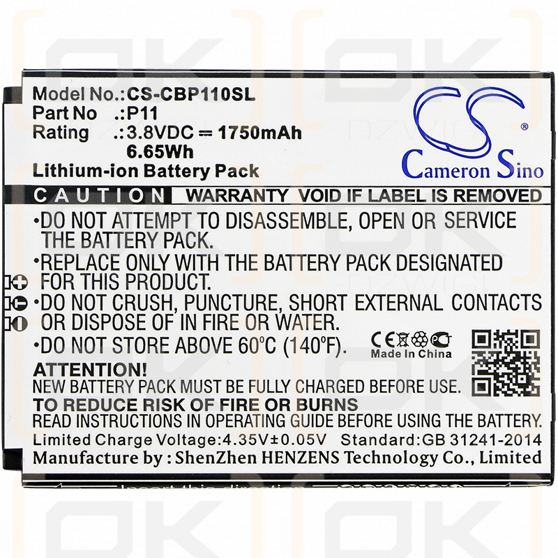 Cubot P11 / P11 1750mAh Li-ion 3.8V (Cameron Sino)