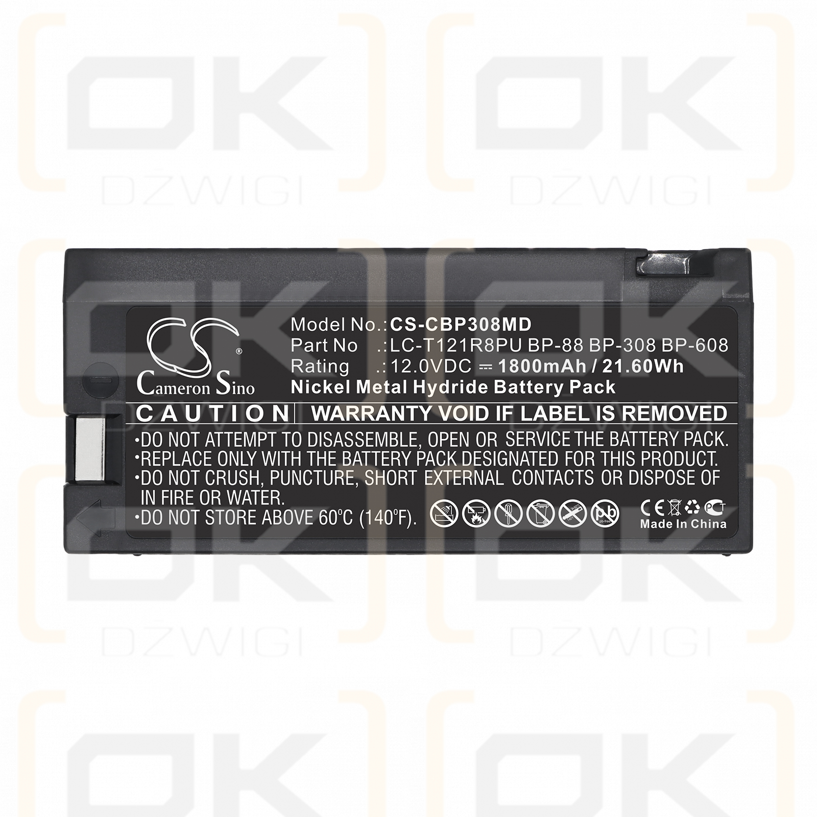 Ersatzakku für Colin Medical PRESSMATE NXT / BP-88 1800 mAh Ni-MH 12 V (Cameron Sino)
