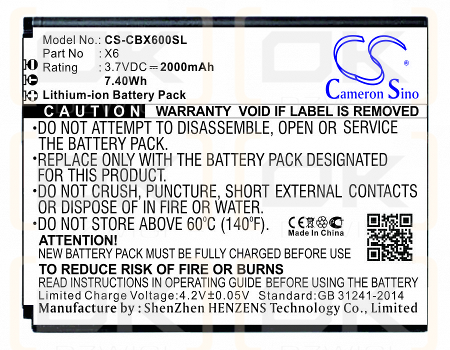 Cubot X6 / X6 2000mAh Li-ion 3.7V (Cameron Sino)