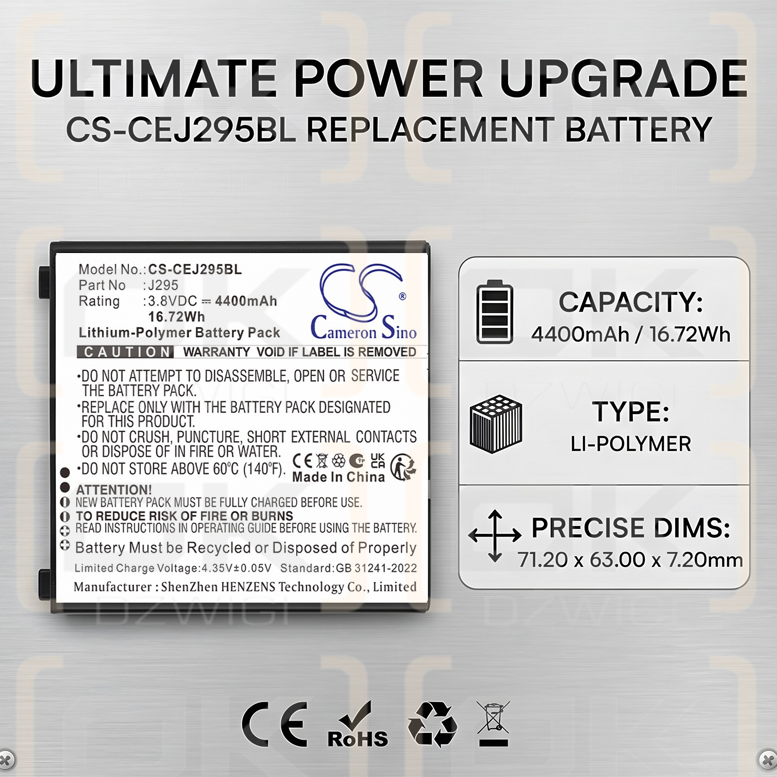 Bateria zamienna do Capture Eagle Android Rugged Mobile Terminal /  PR-0069212 4400 mAh Li-Polymer 3.8 V (Cameron Sino)